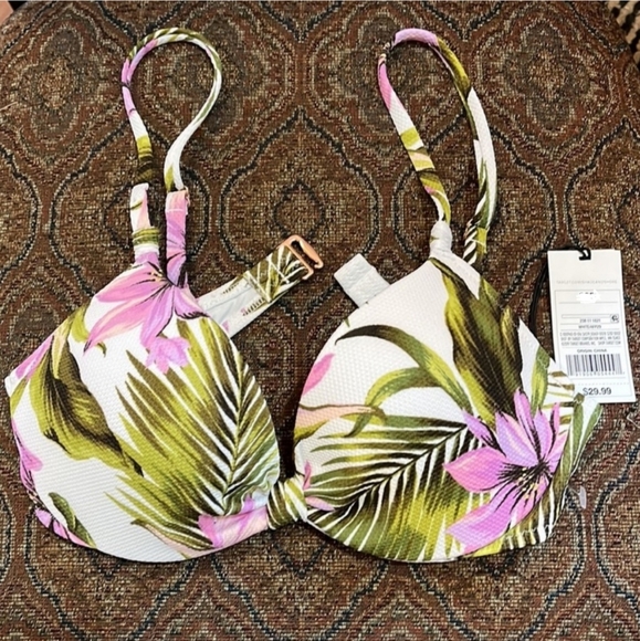 *BOGO*NWT-Shade and Shore - 2 Piece Bikini Set Top-34B-Bottom M8/10 White/Floral - Picture 2 of 11